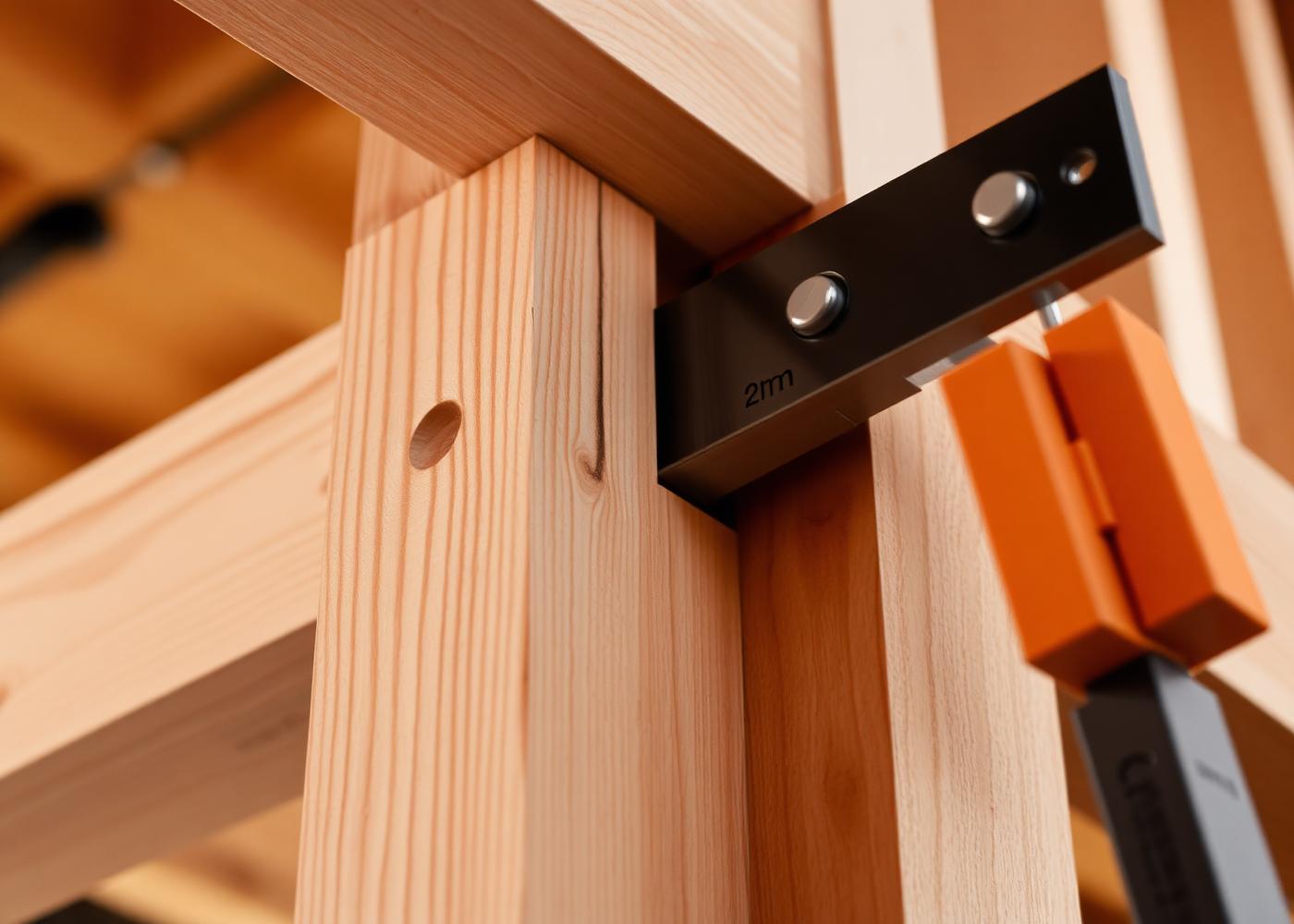 Precise wood framing joint with carpenter's square
